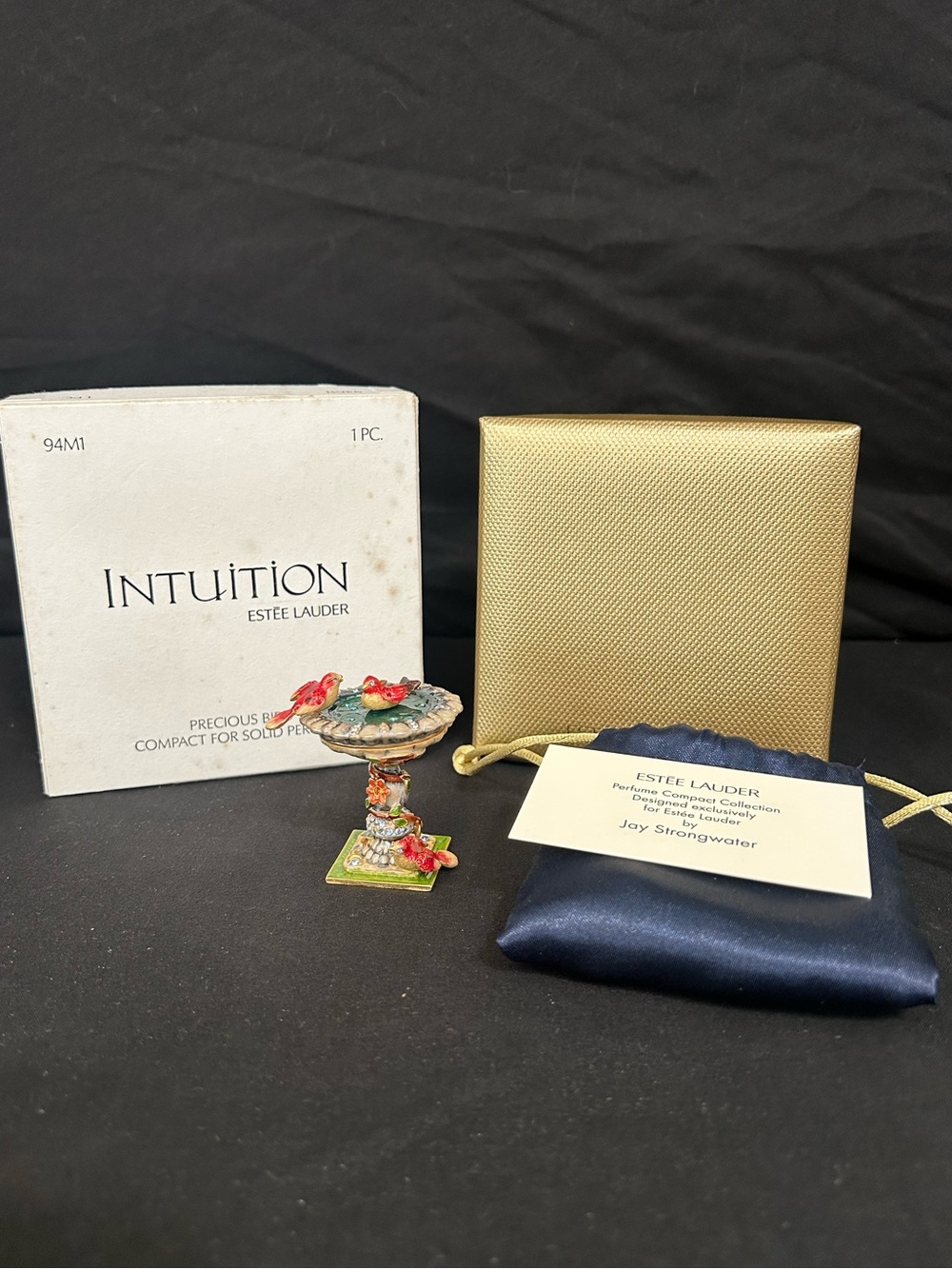 Estee Lauder 2004 Precious Bird Jay Strongwater Intuition Solid Perfume Boxed